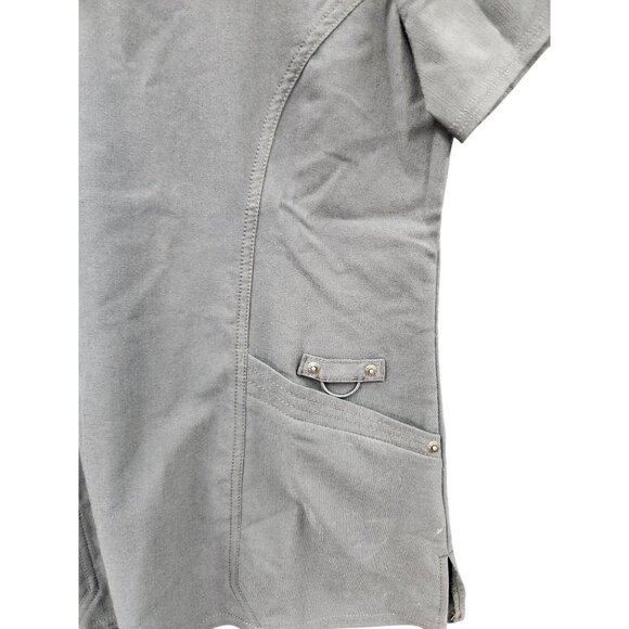 Dickies Dynamix Womens V-Neck Scrub Top Pewter Medium Stretch Fabric Lightweight - Picture 12 of 16